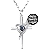 Avotto Cross Necklace with Bible Verse for Women Projection Necklace 18+2 Inches Chain Religious Spiritual Jewelry Baptism First Communion Confirmation Gifts