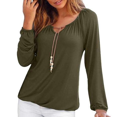 Blusen Damen Pullover Sweatshirt Langarmshirt V-Ausschnitt Shirt Frauen Solid Tops Bowknot Langarm Shirts Bluse T-Shirt Obert