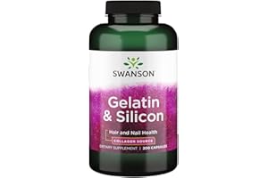 Swanson Gelatin and Silicon - Collagen Proteins Supporting Healthy Hair and Nails - Helps Deliver Vital Minerals for Strong Nails and Thick Hair - 20mg Silicon and 1.08 grams Gelatin - (200 Capsules)