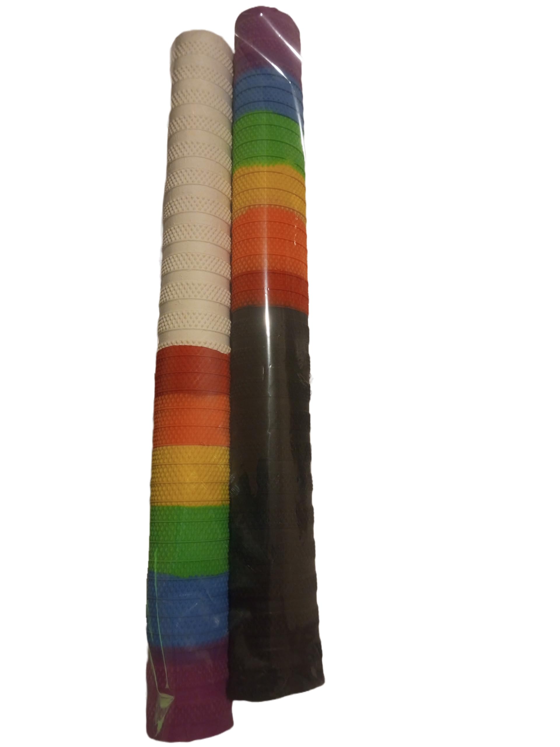 White and black rainbow non slip Set of 2 Excellent Quality Cricket Bat handle Grips