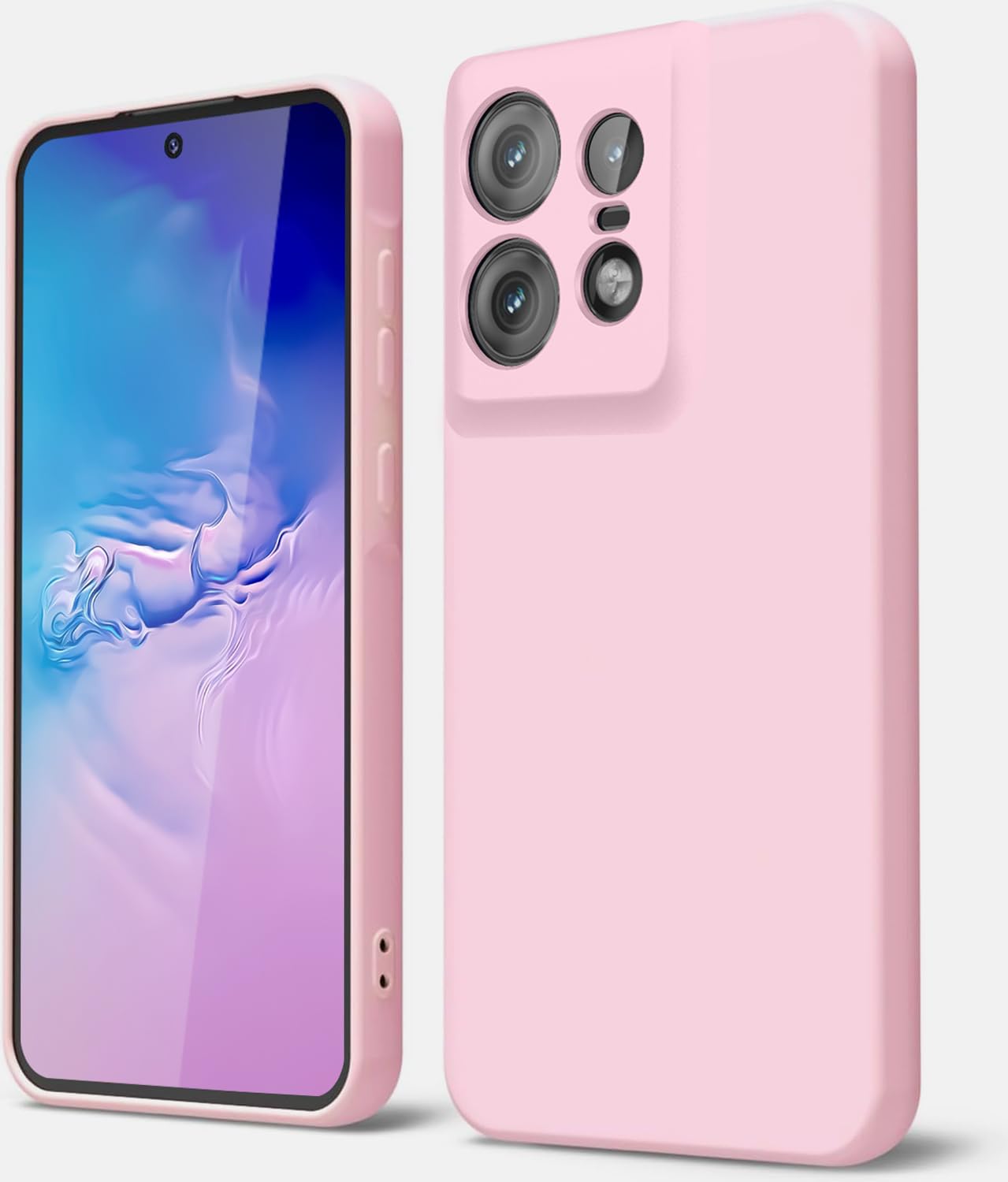 GOGME Phone Case for Motorola Edge 50 Pro 5G with Anti-Scratch Microfiber Lining Liquid Silicone Shockproof Protective Back Cover Slim Soft TPU Bumper Shell, Pink