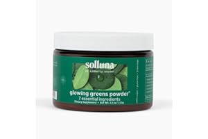 Solluna by Kimberly Snyder Greens Superfood Powder with Spirulina, Cordyceps, Chlorella, Moringa, Ashitaba, Amalaki, Monk Fruit — Vitamins & Minerals for Energy & Mood (30 Serv) Vegan & Non-GMO