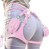 BAQOEYII Punk Leather Thigh Harness,Punk Waist Chain Belt,Pink Leather Waist Chain Beltfor women's and girls' jewelry belt body chains for Halloween