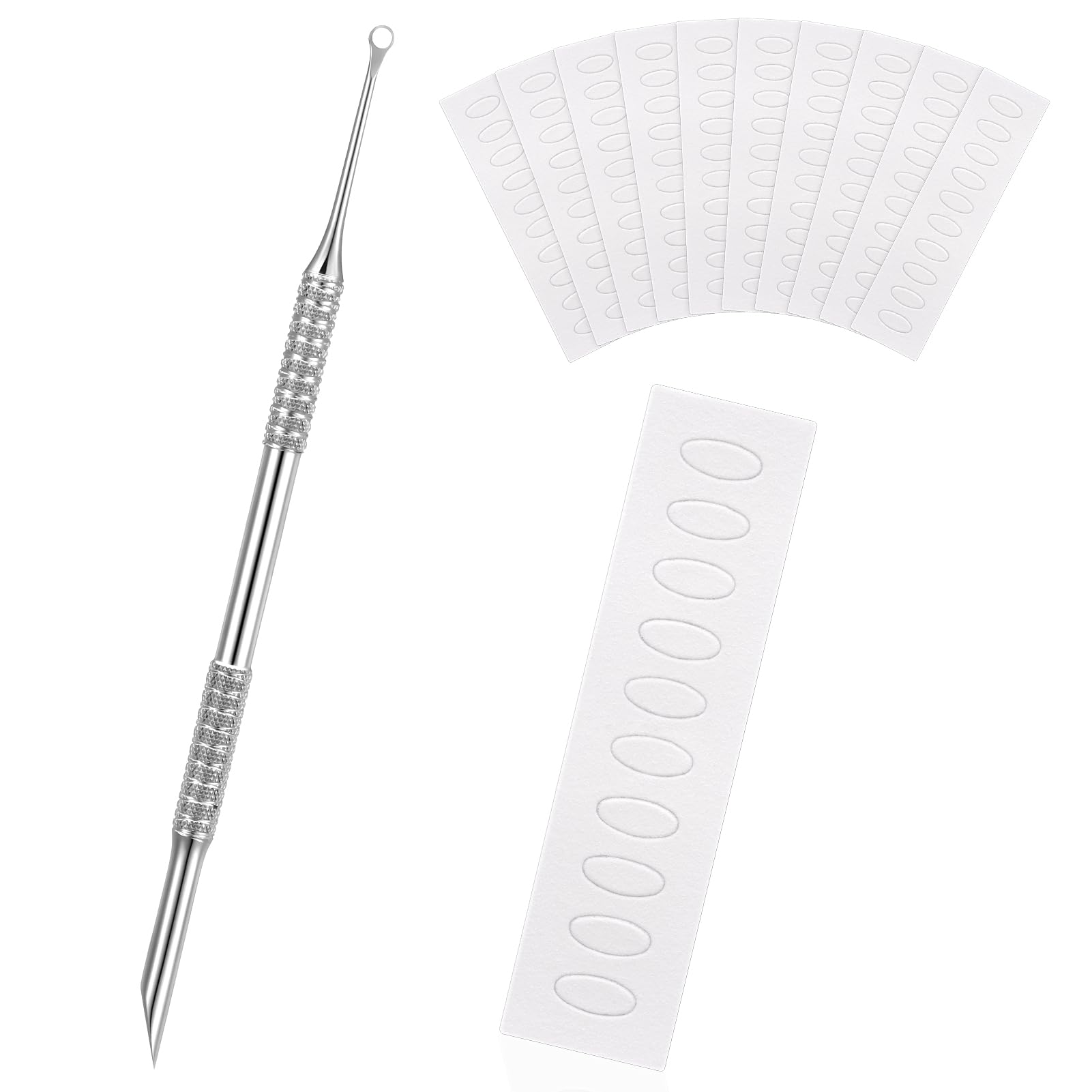 2-in-1 Cuticle Sticks,Stainless Steel Cuticle Pusher Tool with 10 Sheet Sandpaper,Non Slip Double Ended Nail Cuticle Trimmer for Manicure Pedicure