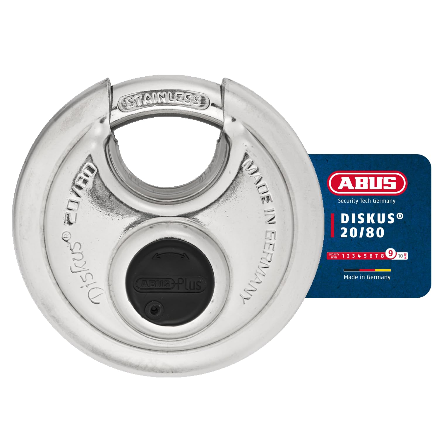 ABUS Discus Padlock 20/80 - Weatherproof for The Garden - with Discus Welding Technology for The Best Protection Against Break-ins - ABUS Security Level 9 - Silver