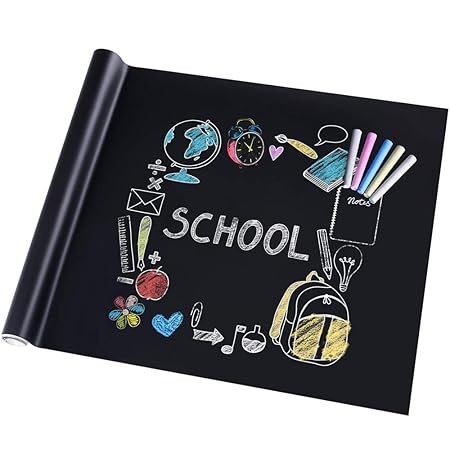 rabbitgoo Tafelfolie Selbstklebend Kreidetafel Kinder Blackboard Folie DIY Aufkleber für Schule Zuhause und Büro mit 5 x Krei