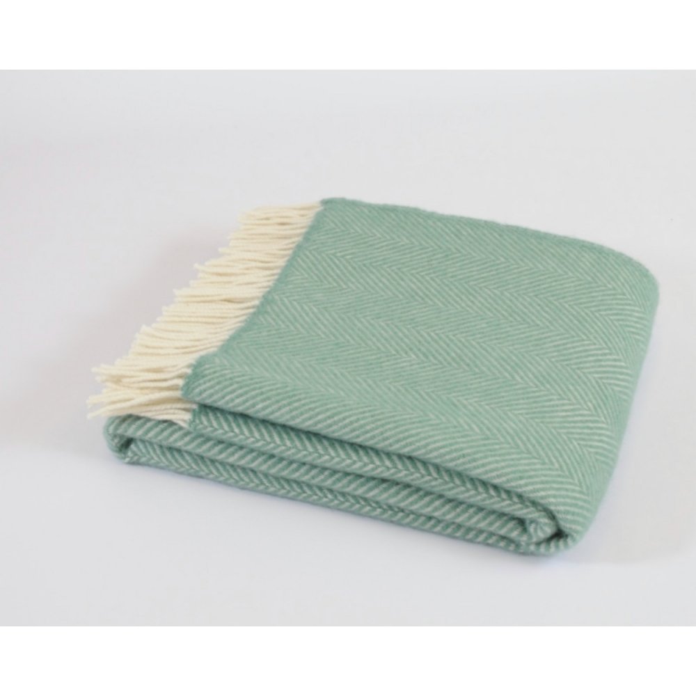Tweedmill Textiles 100% Pure New Wool Throw - Fishbone Sea Green