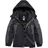 GEMYSE Boy's Waterproof Ski Snow Jacket Hooded Fleece Lined Windproof Winter Jacket