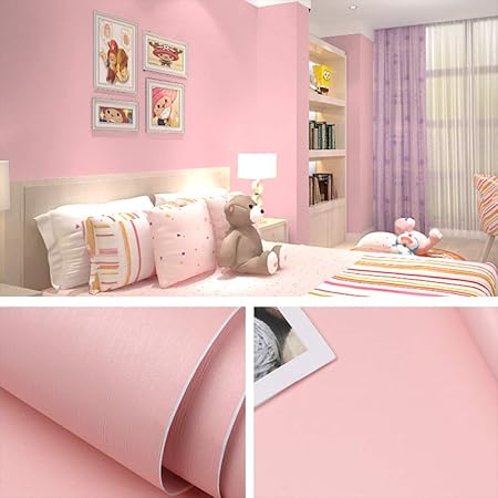 Color sólido papel tapiz autoadhesivo liso dormitorio papel tapiz ...