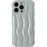 Caseative for iPhone 15 Pro Max Case, Grey | Water Ripple Pattern Curly Wave Frame Soft