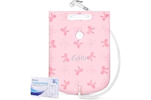 CEHIM Bedside Shower Water Bag - 2.9 GL Portable Water Shower Bag for Hair Washing in Bed. Use with Inflatable Shampoo Basin, Inflatable Hair Washing Basin, Inflatable Bathtub for Elderly (Pink)