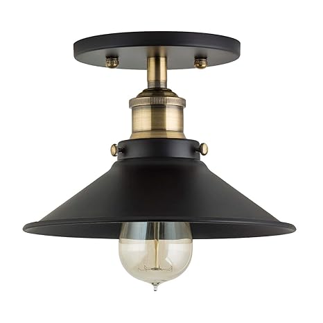 Nauticaz Industrial Vintage Ceiling Light Fixture Black W Antique
