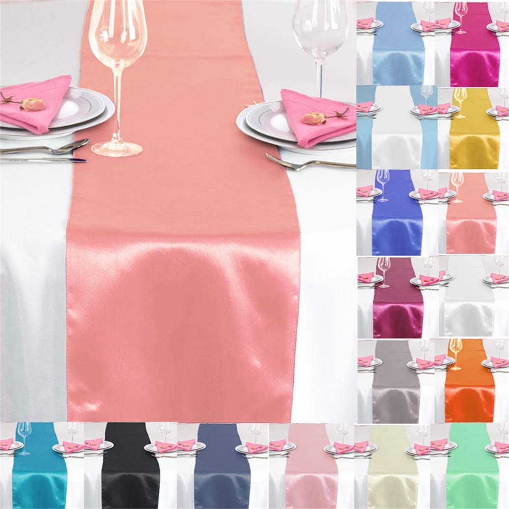 Time to Sparkle 10 Pack Satin Table Runners 12"x108"inch Chair Sashes Swags Wedding Party Table Decoration - Coral — image 1