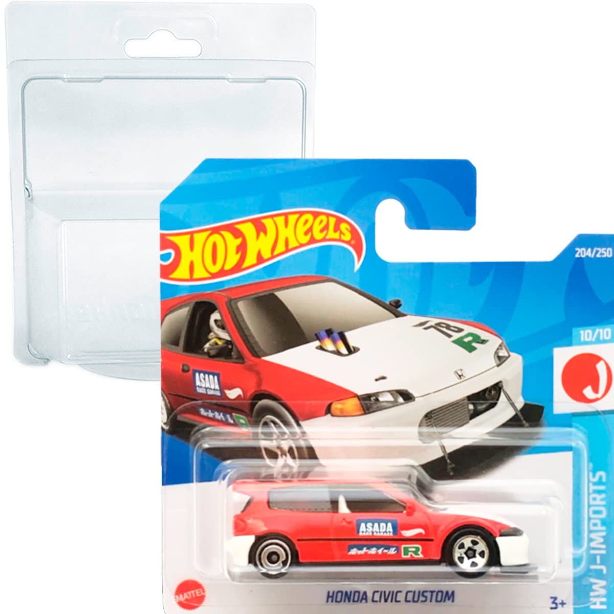 Friki Monkey Hot Wheels Honda Civic Custom HW J-Imports 10/10 (204/250) 2022 Short Card + Blister & Card Protector Pack