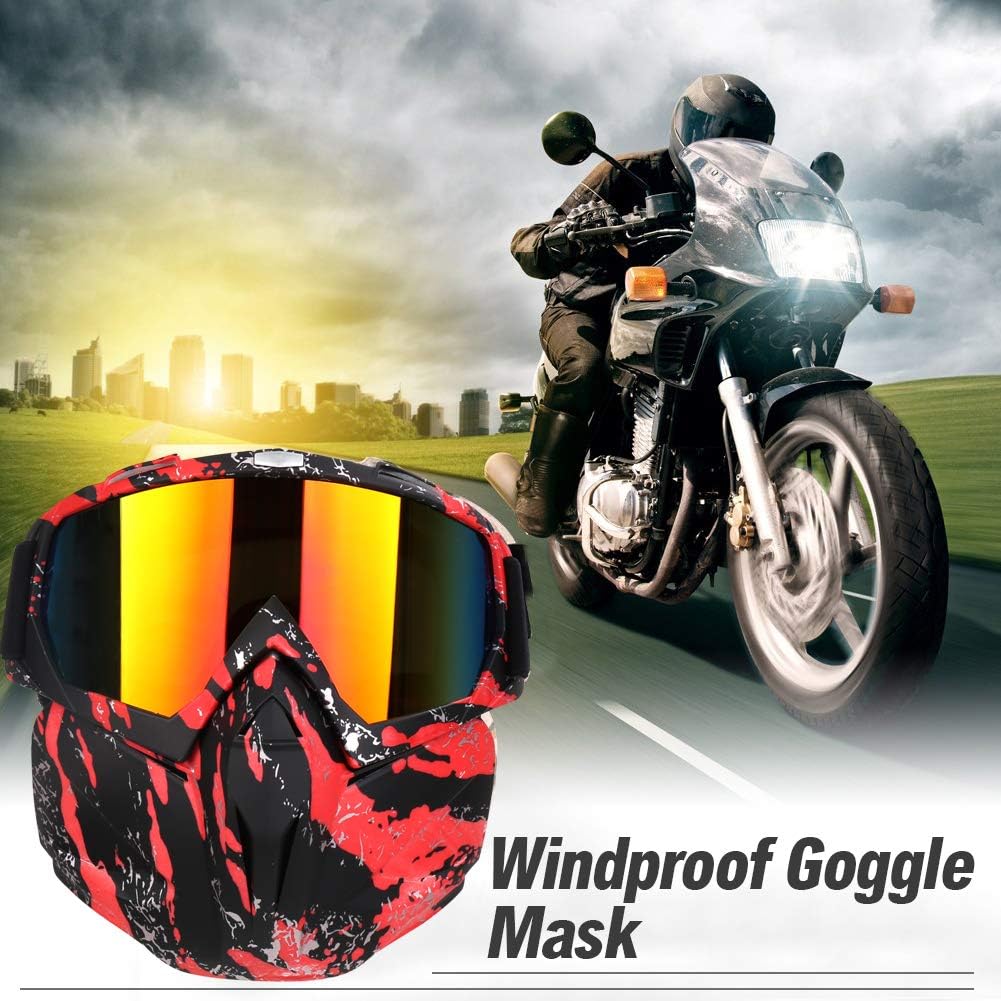 PiscatorZone Motorcycle Goggles Mask, Tactical Glasses with Detachable Mask Adjustable Windproof Outdoor Paintball Airsoft Mask for Kids Men Women : Sports & Outdoors