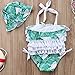 Toddler Kids Baby Girls Swimsuit Leaf Ruffles Swimwear Halter Bathing Suit 2PCS Bikini with Sun Hat Summer Clothes Set (Green, 6-9 Months)