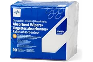 Medline Absorbent Wipers+ Disposable Heavy Duty Dry Wipes; 12" x 12" (90 Count); Use Wet or Dry; Perfect for Skin Care or Hom