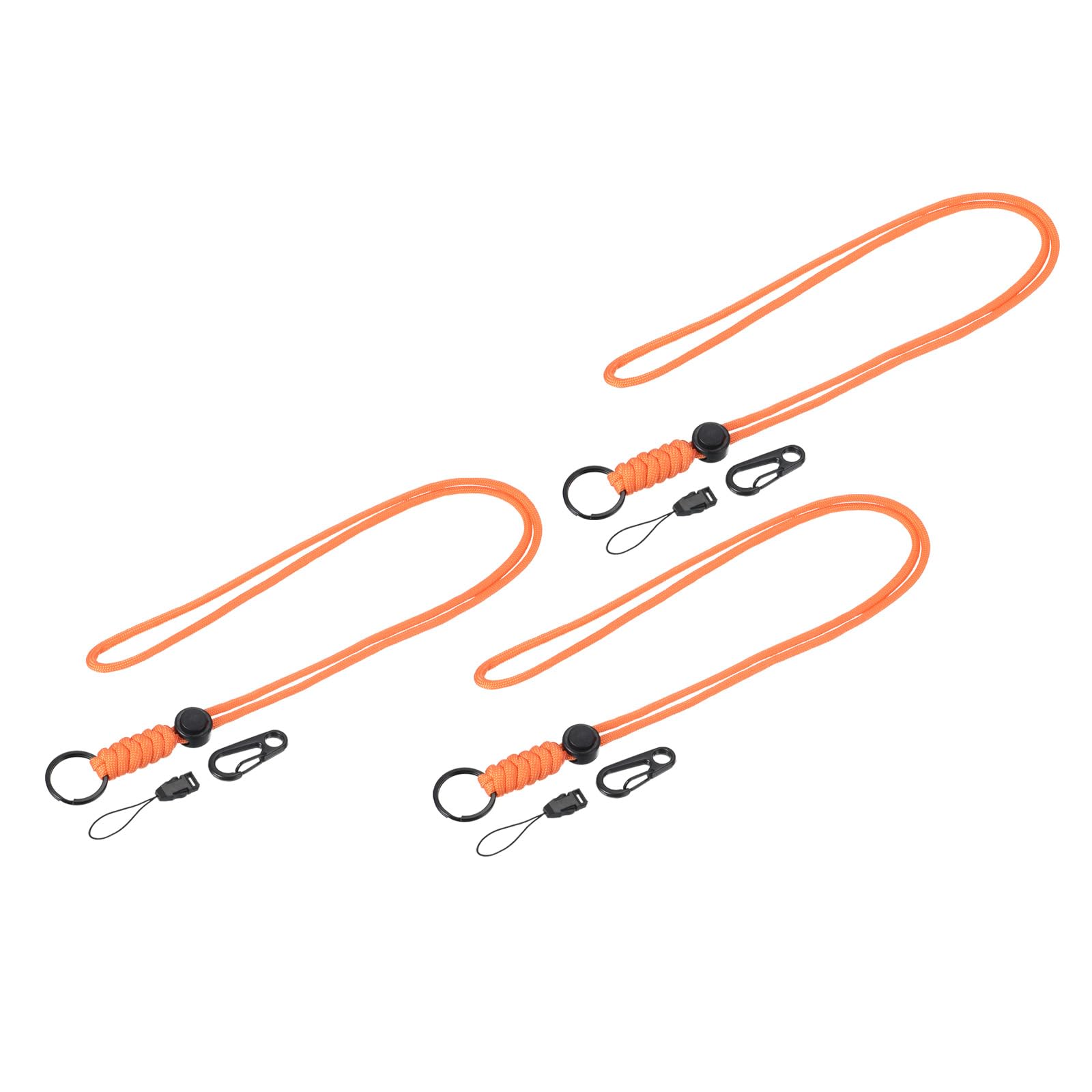 YOKIVE 3 Pack Paracord Lanyard, Necklace Keychains Cord | Metal Clasp Hook Ring Strap Great for Key, Whistle, Badge Holders, (Orange, 20-Inch)