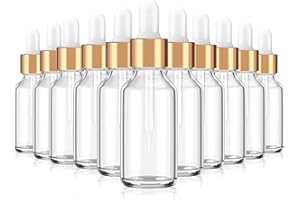 11 HOA KINH Eye Dropper bottle, Hoa Kinh 24 Pack 2 Oz 60ml Clear Glass Bottles, with Glass Eye Droppers for Essential Oils