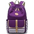 FLYMEI Cute Backpack for Teen Girls, Lightweight School Bookbag 15.6'' Laptop Backpack Casual Travel Back Pack Durable Bookbag for Boys/Girls, Purple Backpack without Usb Port