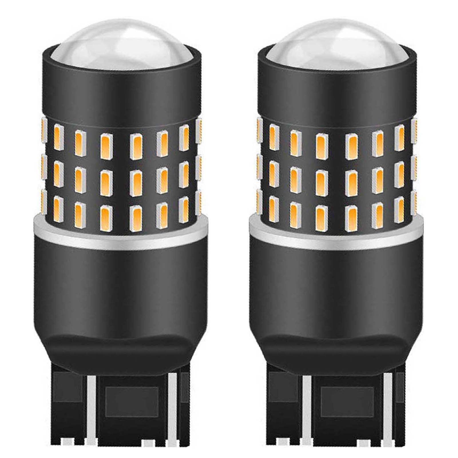 NATGIC 7443 7444NA 7440 7440NA LED Bulbs Extremely Bright 3014SMD 54-EX Chipsets with Lens Projector for Turn Signal Lights, Tail Backup Reverse Lights,Amber 12-24V(2-Pack)