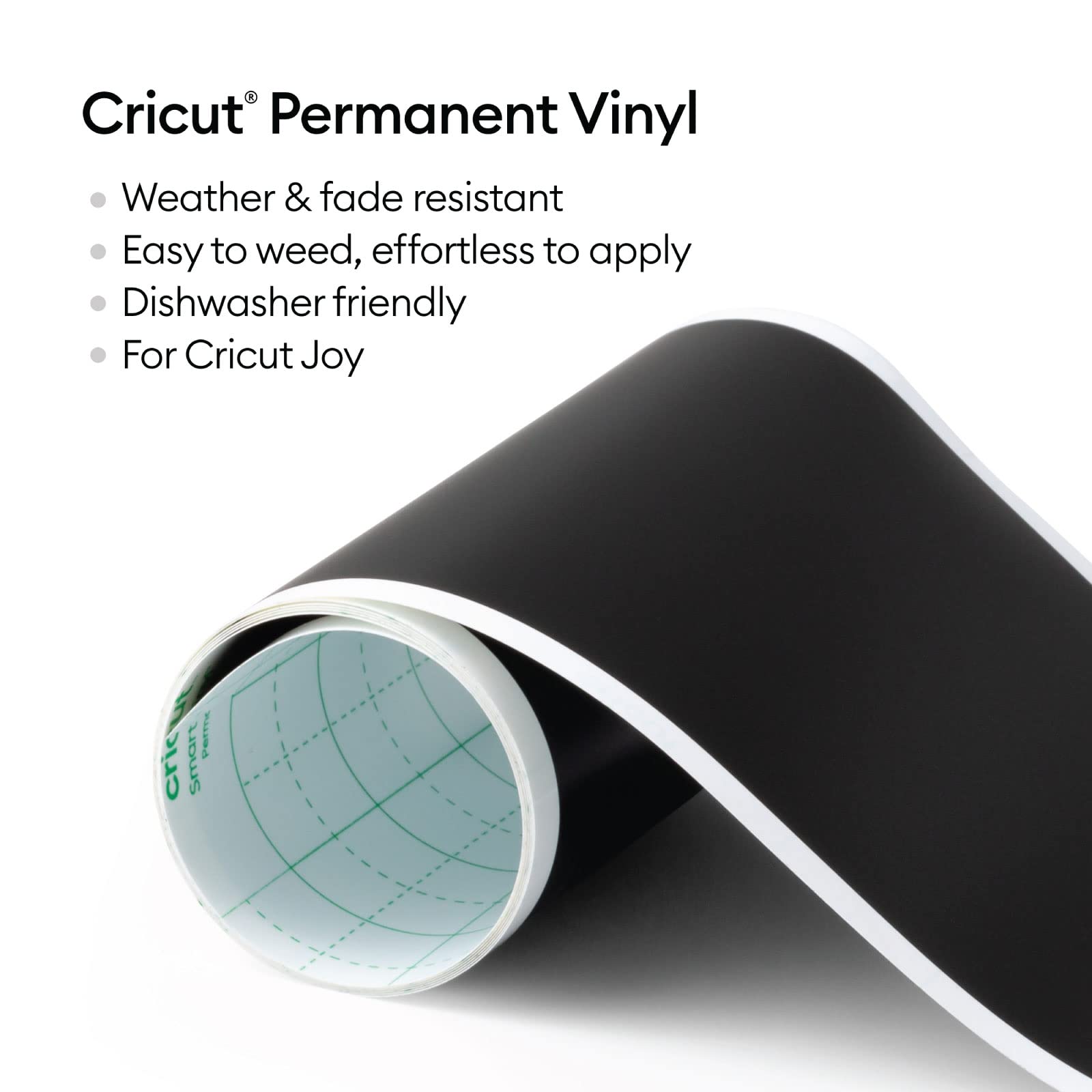 Cricut Joy Smart Permanent Vinyl, Black - 4ft Roll (5.5' x 48'), Matte Finish - Compatible with Cricut Joy Machine, Matless Cutting for Long cuts (4ft Shapes, 20ft Repeated cuts)