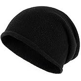 Villand 100% Cashmere Slouchy Beanie Hat for Women, Knitted Ladies Soft Warm Cashmere Skull Beanies Cap