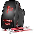 Nilight Lighted Whip Rocker Switch Led Light Bar Switch 5Pin Laser On Off SPST switches 20A/12V 10A/24V Switch Red with Jumpe