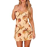Beaufident Women's Floral Jacquard Dresses Adjustable Strap Sundress A-Line Tank Mini Dress Nude