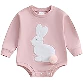 Liuckyxin Baby Boy Girl Easter Romper Bunny Embroidery Sweatshirt Long Sleeve Bodysuit Newborn Infant Spring Outfit