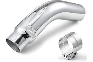VEVOR Elbow Exhaust Tip, 4 Inch Inlet, 5 Inch Outlet, 23 in Overall Length, Chrome Turn Down Exhaust Tip with Clamp for Truck