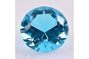 Zoogamo 2” / 60 mm Turquoise Diamond Shaped Glass Crystal Paperweight – Home Office Decor & Valentine's Day Gift Wedding Favors Centerpieces Decoration with Gift Box