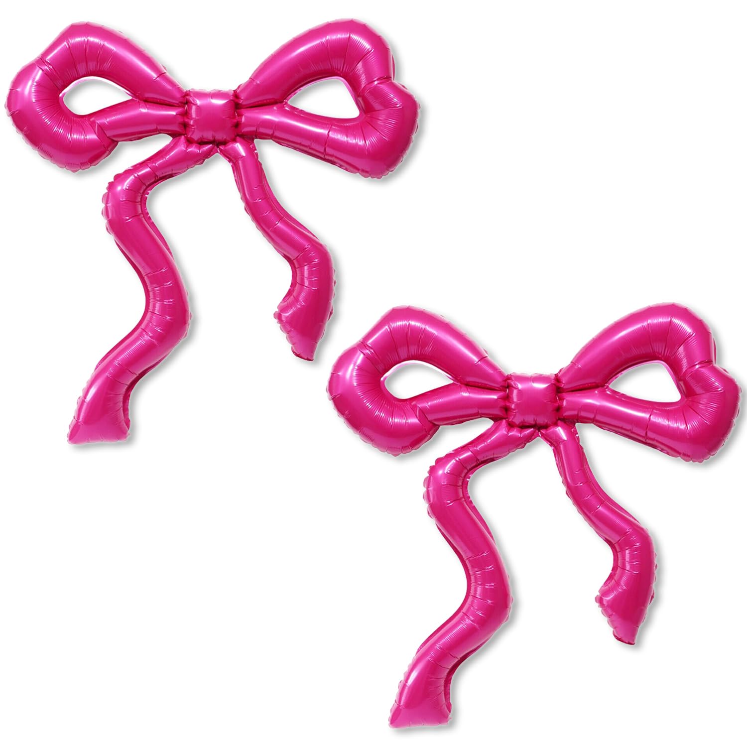 Photo 1 of 2 Pcs Giant Hot Pink Ribbon Bow Balloon Foil Balloons Timeless Elegance Coquette Bridal Engagement for Wedding Anniversary Supplies Girls Women Birthday Valentine's Day Spa Party Decoration