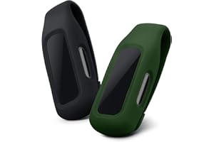 kwmobile 2X Clip Holders Compatible with Fitbit Inspire 3 / Inspire 2 / Ace 3 - Clip-On Holder Replacement Set - Black/Dark Blue