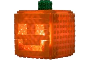 Strictly Briks 3D Toy Building Bricks & Blocks, Light Up Mini Cube Jack-O-Lantern, 79 Pieces with LED Light, Halloween Brick Construction Set, 100% Compatible with All Major Brands