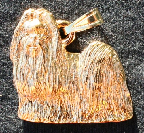 Shih Tzu Show Clip Dog 24k Gold Plated Pewter Pendant