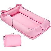 Miereirl Baby Lounger for Newborn, Dock A Tot & Baby Lounger Pillow with Soft Cotton, Infant Lounger for 0-24 Months, Baby Nest Lounger, Essentials Gifts Nest Cover - Pink