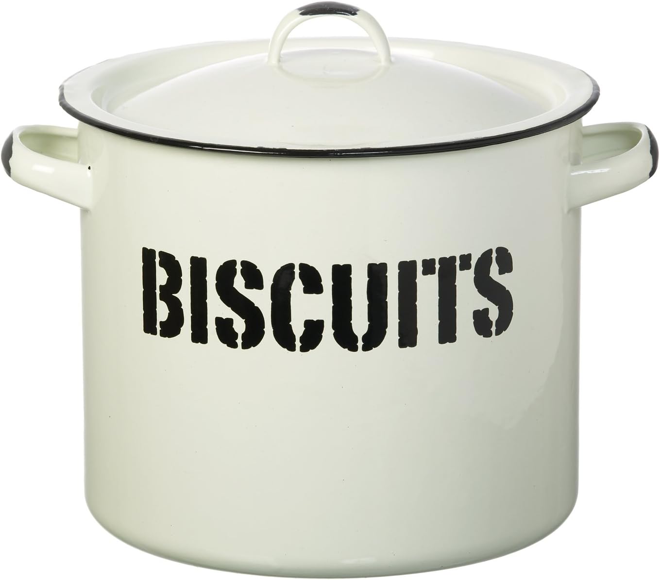 Large Enamel Black & White Biscuit Bin / Tin Amazon.co.uk Kitchen & Home