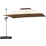PURPLE LEAF 10ft Patio Umbrella Outdoor Square Umbrella Large Cantilever Umbrella Windproof Offset Umbrella Heavy Duty Sun Um