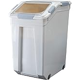 HANAMYA 33 Liter / 50 lbs Rice Storage Container with Measuring Cup, BPA free, For Rice | Grain | Pet Food | Flour, 1 count, White