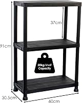 Oypla 3 Tier Black Plastic Heavy Duty Shelving Racking Storage Unit view 3