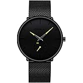 FIZILI Mens Watches Ultra-Thin Minimalist Waterproof - Fashion Wrist Watch for Men Unisex Dress with Stainless Steel Mesh Band