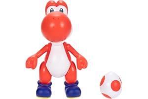 Nintendo Super Mario 4-Inch Red Yoshi Poseable Figure with Red Egg Accessory. Ages 3+ (Officially licensed)