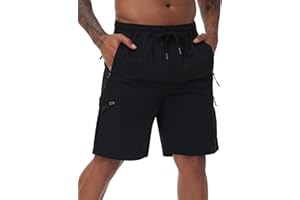 Satankud Men's Cargo Hiking Shorts 9" Lightweight Golf Shorts for Casual Work Travel Outdoor 5 Zipper Pockets