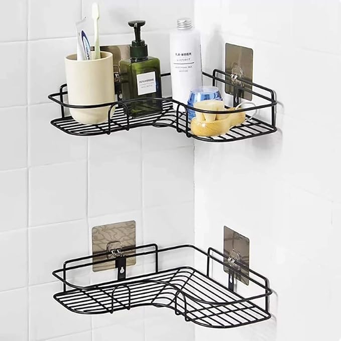 Xenoty SelfAdhesive Metal Bathroom Corner Rack Storage Shelves