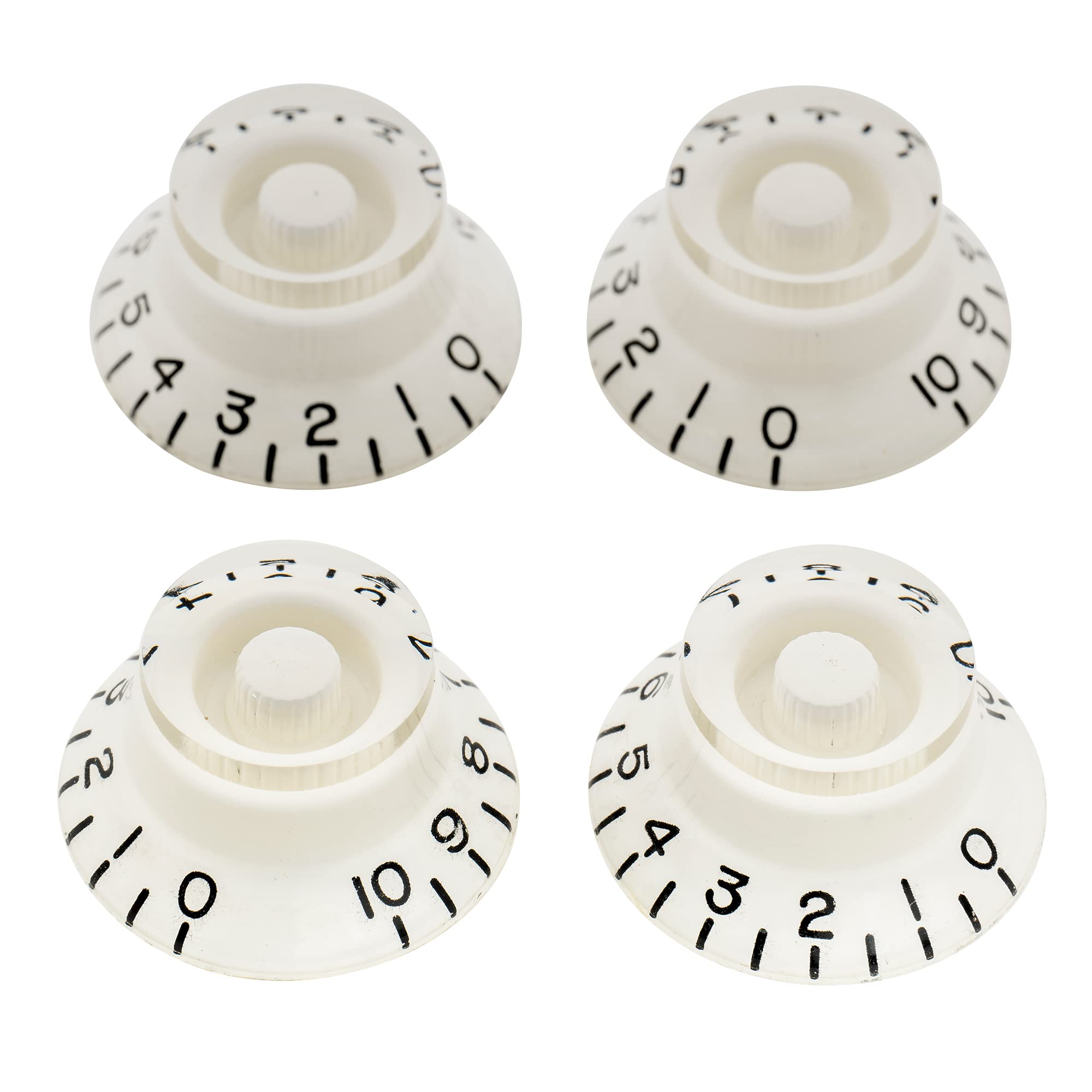 Musiclily Pro Left Handed Imperial Inch Size Guitar Bell Top Hat Knobs for USA Made Les Paul Style, White(Set of 4)