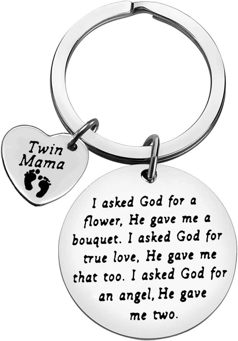 Twin Mom Gift Twin Mum Keyring Twin Mum Gift for Mom Of Twins Gift New Mom Keychain Twins Keyring To Be Mommy Gift New Mom Keyring Mother Of Twins Keychain Twin Mama Gift God Gave Me Two Twin Keychain