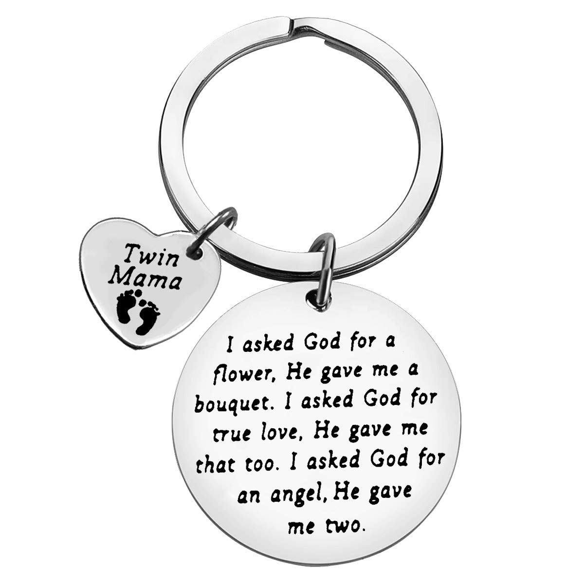 Twin Mom Gift Twin Mum Keyring Twin Mum Gift for Mom Of Twins Gift New Mom Keychain Twins Keyring To Be Mommy Gift New Mom Keyring Mother Of Twins Keychain Twin Mama Gift God Gave Me Two Twin Keychain