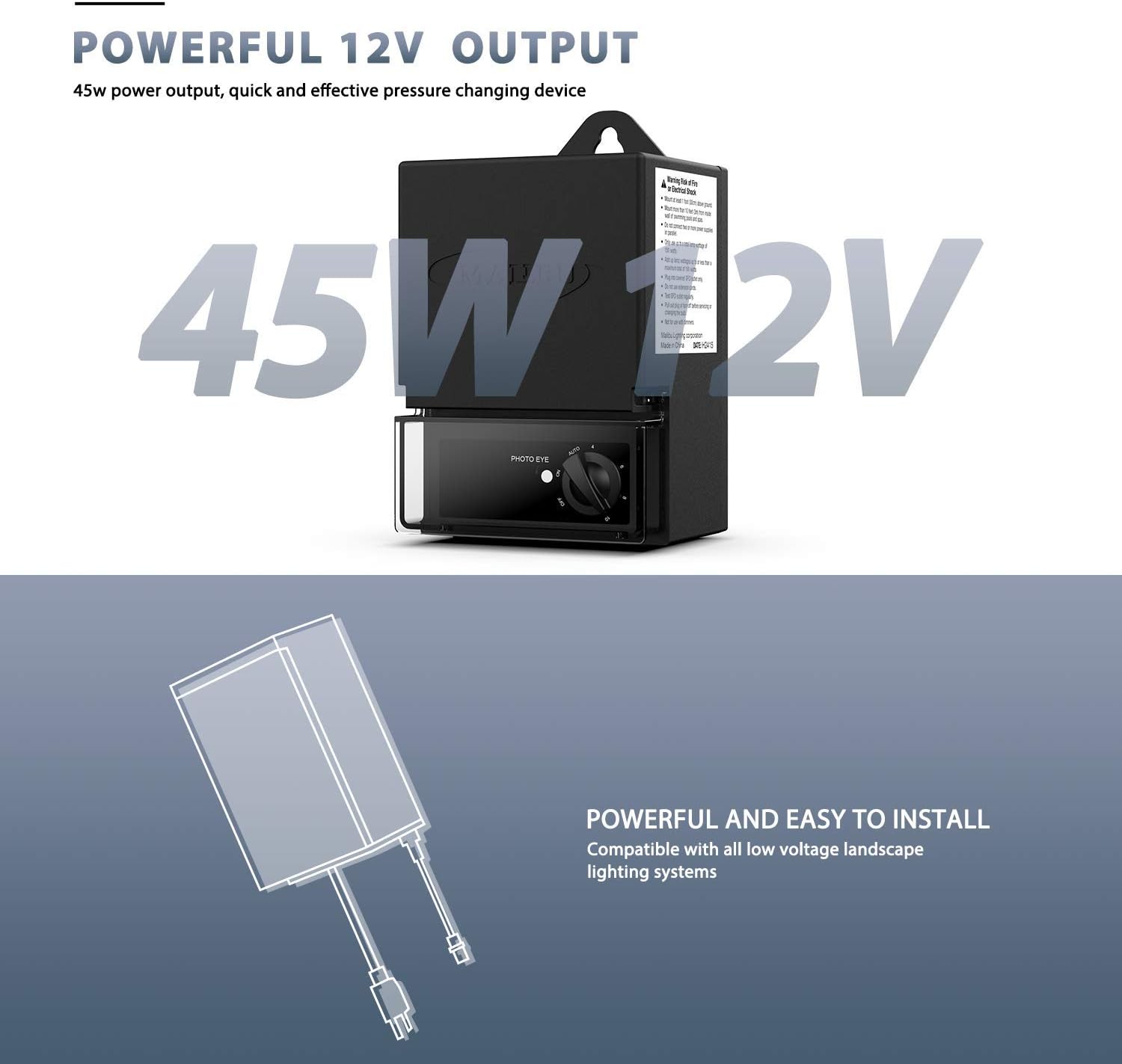 Malibu 45 Watt Low Voltage Power Pack Transformer, with Photo Eye