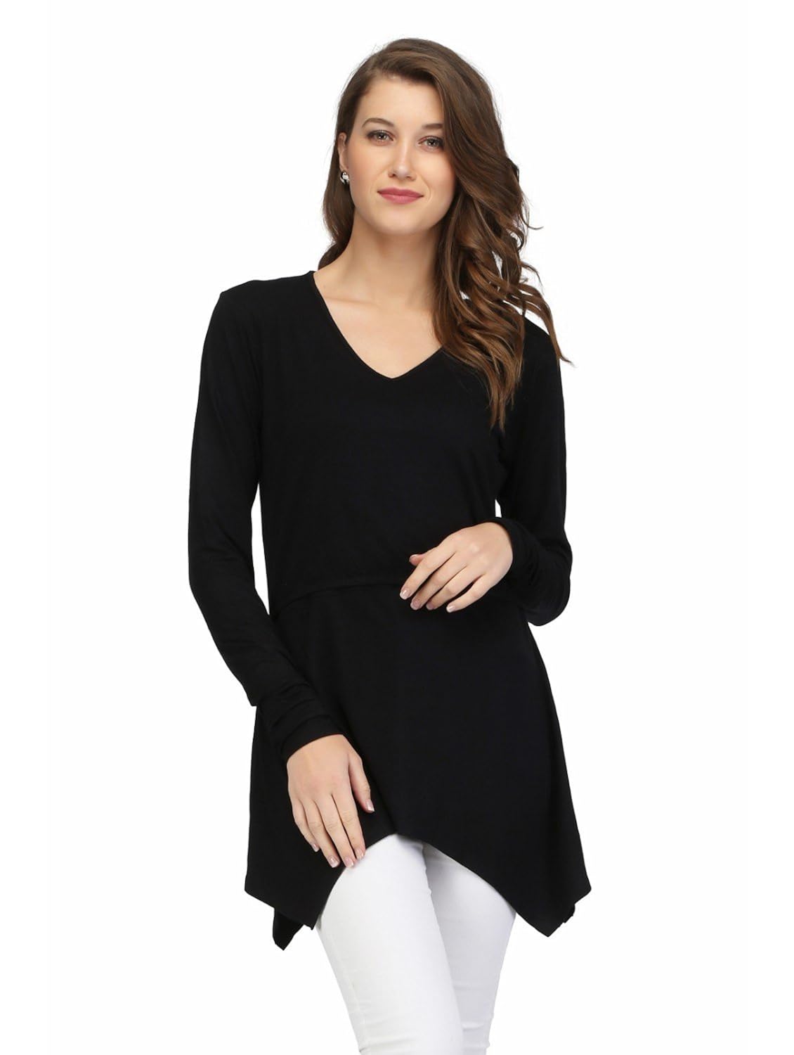 karmic vision women's viscose lycra black casual top